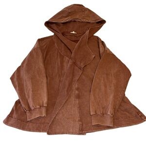 Easel Oversized Coat Cardigan Large Rust Hooded Boho Jacket Cozy Cabin Cottage